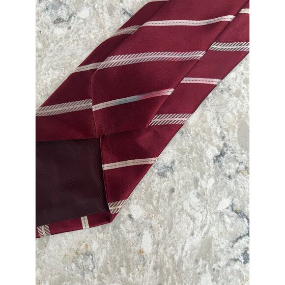 Luigi Borrelli Napoli Silk Neck Tie Made in Italy Maroon Red Pink Stripes JP - Picture 2 of 6